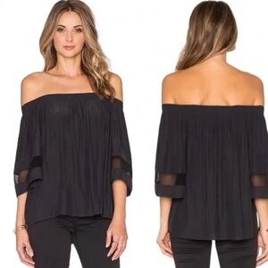 Ramy Brook Black Off-Shoulder Blouse Large